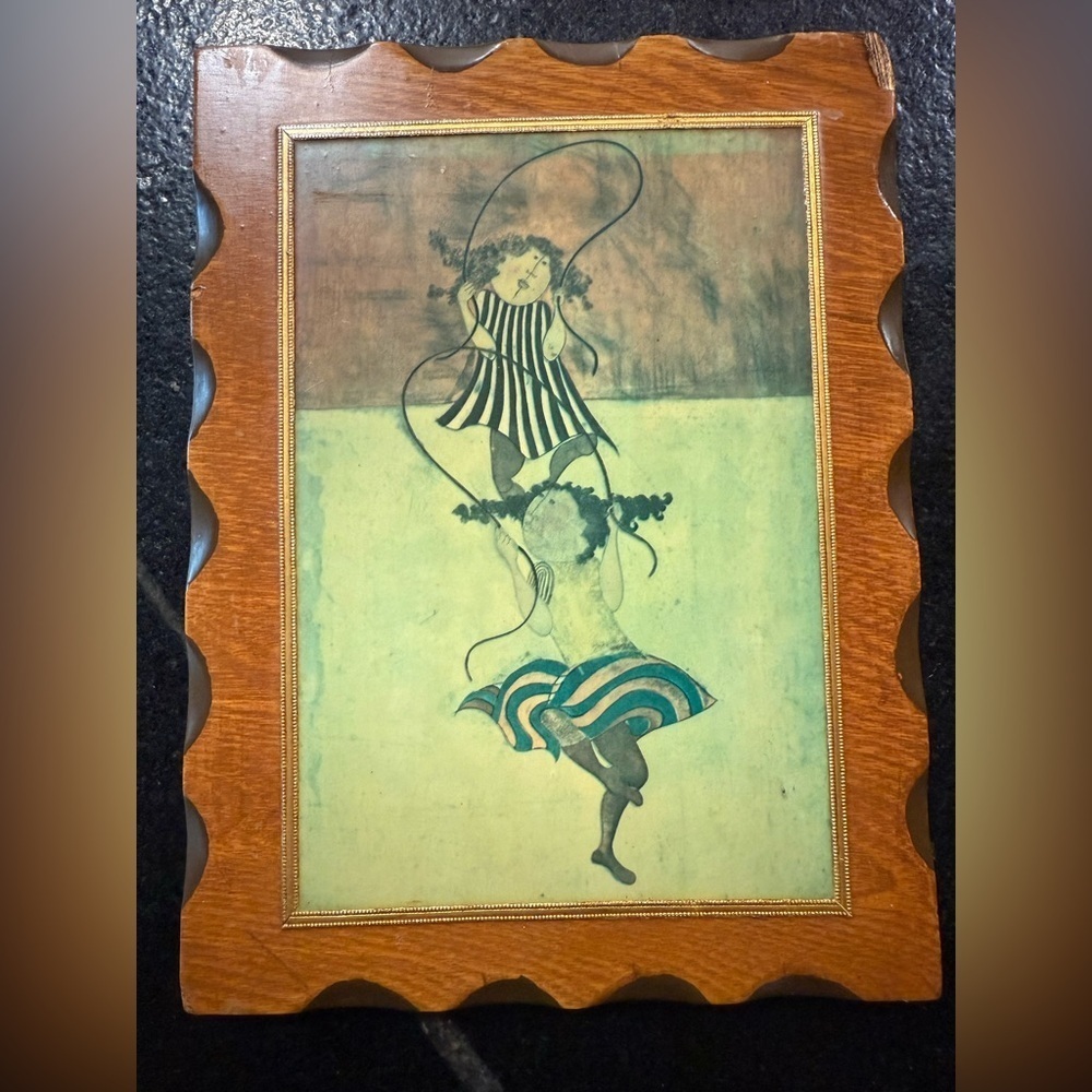 Graciela Rodo Boulanger "Two Girls Jumping Rope" Print mounted on a wood plaque. - Picture 3 of 6